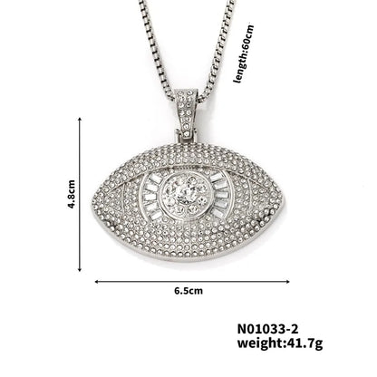 Exaggerated Modern Style Devil'S Eye 304 Stainless Steel Alloy Plating Inlay Rhinestones K Gold Plated Rhodium Plated Men'S Pendant Necklace