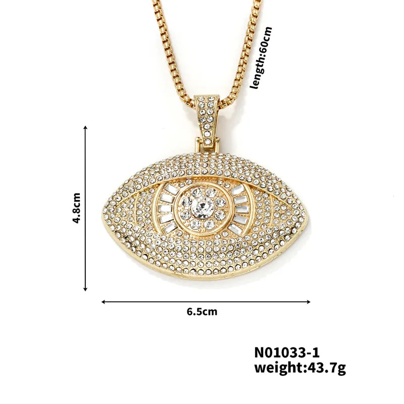 Exaggerated Modern Style Devil'S Eye 304 Stainless Steel Alloy Plating Inlay Rhinestones K Gold Plated Rhodium Plated Men'S Pendant Necklace