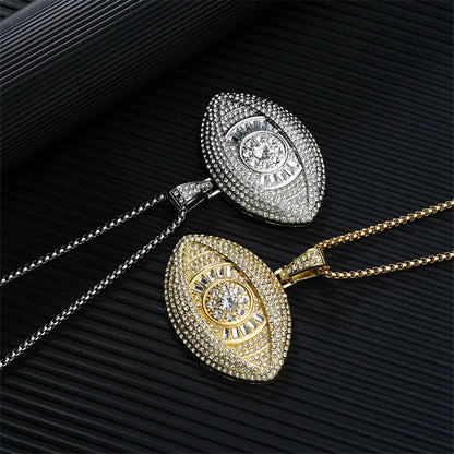 Exaggerated Modern Style Devil'S Eye 304 Stainless Steel Alloy Plating Inlay Rhinestones K Gold Plated Rhodium Plated Men'S Pendant Necklace