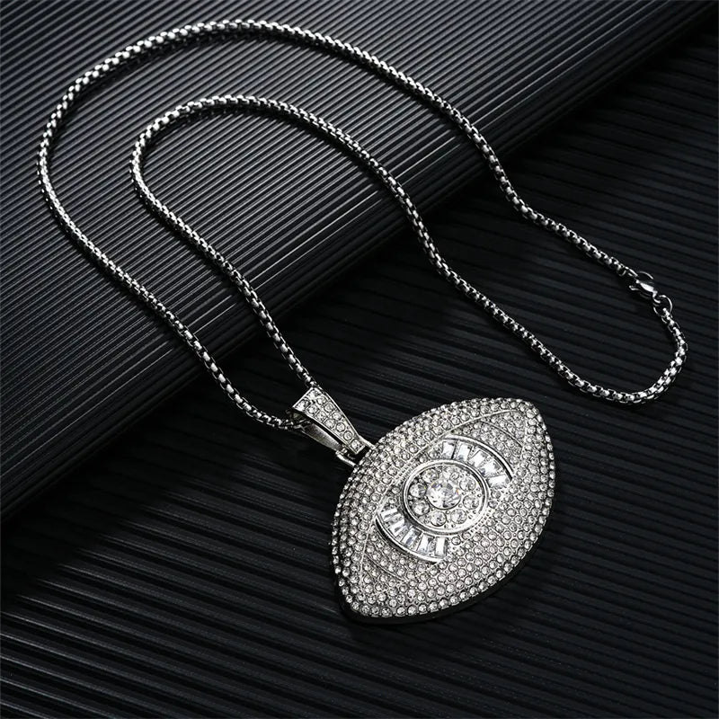 Exaggerated Modern Style Devil'S Eye 304 Stainless Steel Alloy Plating Inlay Rhinestones K Gold Plated Rhodium Plated Men'S Pendant Necklace