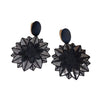 Exaggerated Mori Style Black Flower Earrings For Women Alloy Electroplated Ear Jewelry
