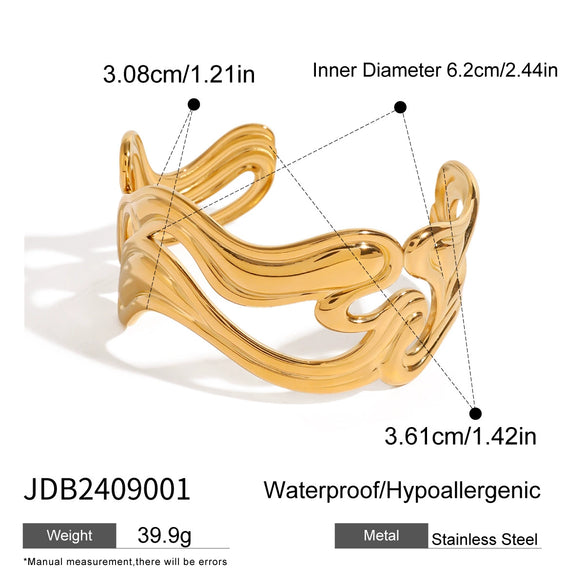 Exaggerated Niche Opening Stainless Steel Bracelet With Geometric Style And Electroplating Handicraft