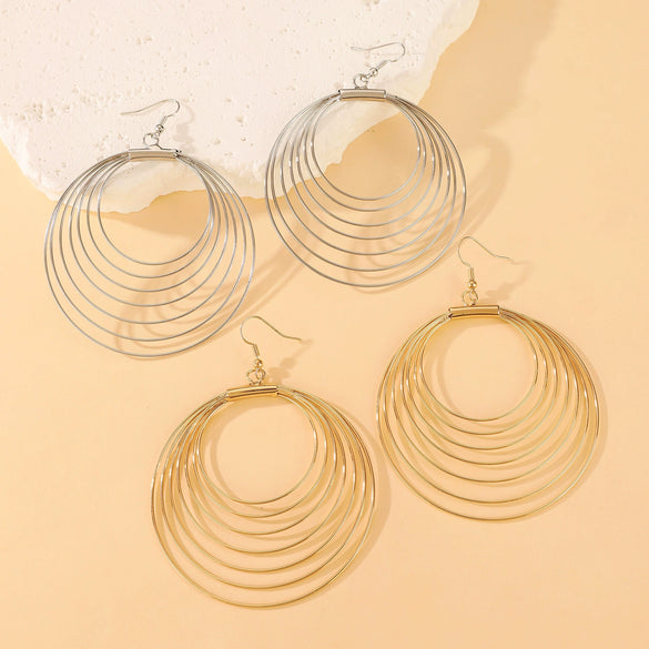 Exaggerated Niche Retro Geometric Metal Winding Earrings For Women With Electroplating Treatment