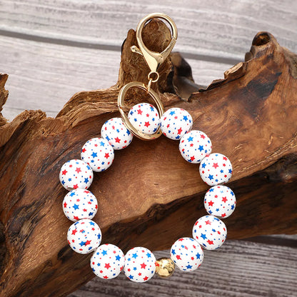 Exaggerated Novelty Modern Style Star American Flag Wooden Beads Beaded Independence Day Unisex Bracelets