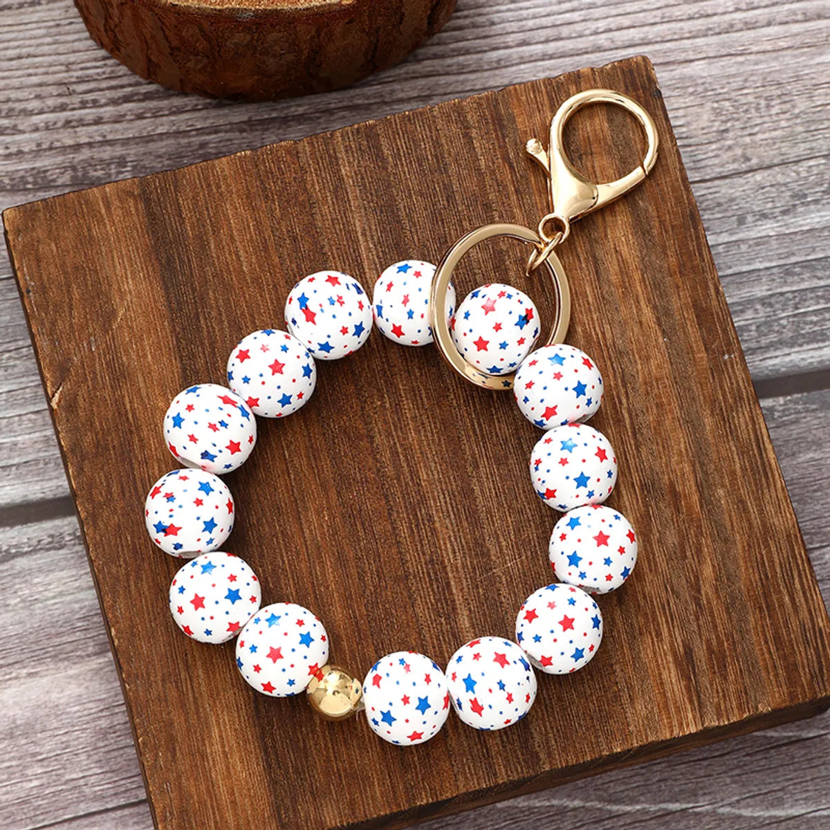 Exaggerated Novelty Modern Style Star American Flag Wooden Beads Beaded Independence Day Unisex Bracelets