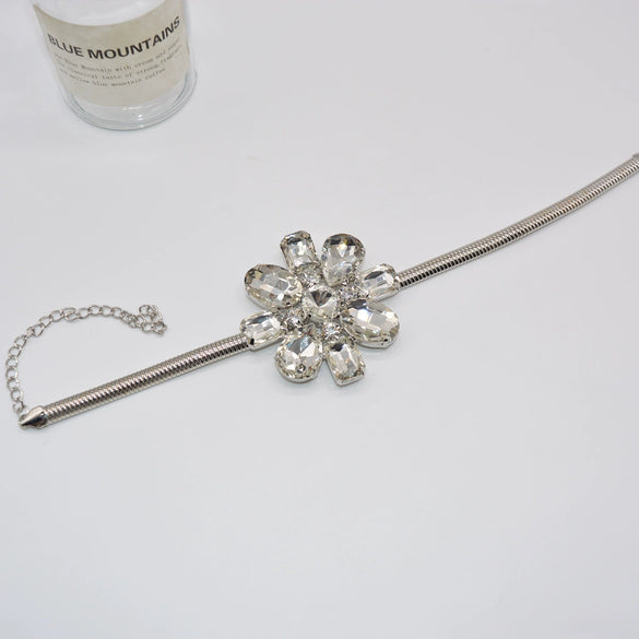 Exaggerated Oversized Alloy And Artificial Crystal Flower Necklace For Women