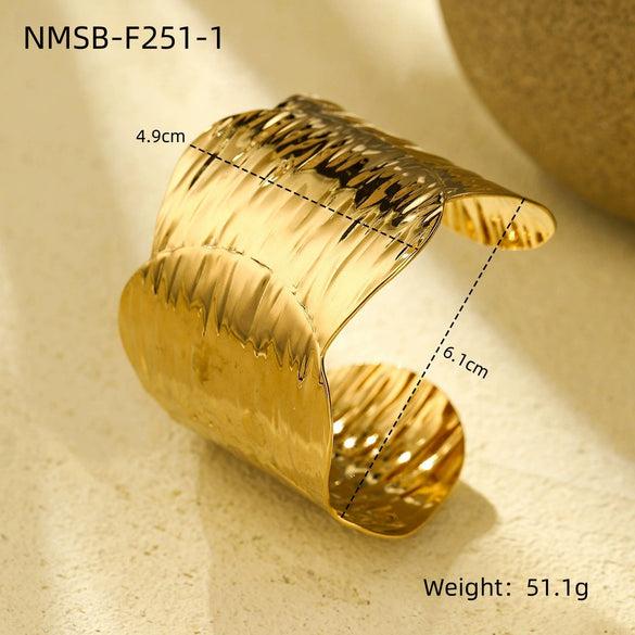 Exaggerated Personality Allmatch Titanium Stainless Steel Bracelet With Fashion Highend Sense Wide Face Design And Electroplating Treatment