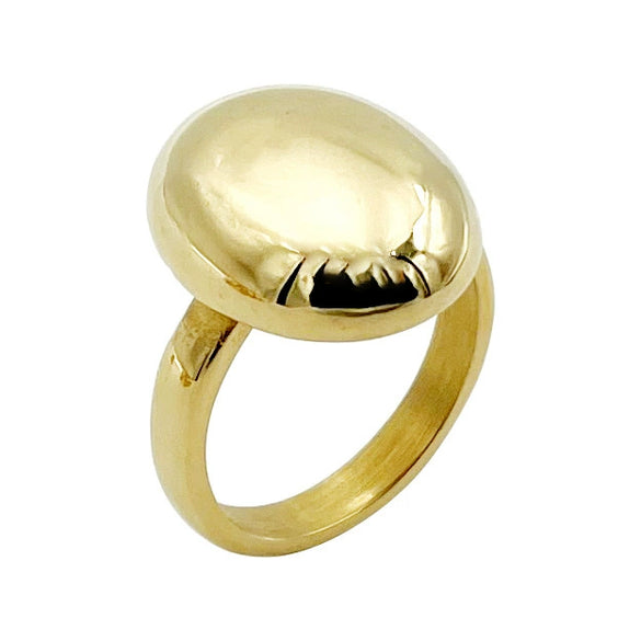Exaggerated Personality Smooth Oval Stainless Steel Goldplated Ring With Geometric Style
