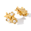 Exaggerated Personality Trend Joker Flower Pearl Design Stainless Steel Earrings For Women With Furnace Vacuum Plating 18K Geometric Pattern