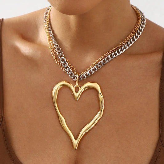 Exaggerated Punk Heart Shape Alloy Wholesale Pendant Necklace