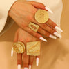 Exaggerated Punk Open Ring Female Retro Geometric Irregular Hollow Alloy Electroplated Ring