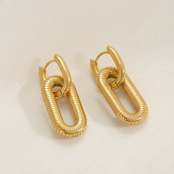 Exaggerated Punk Style Stainless Steel Square Geometric Earrings With Electroplating