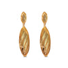 Exaggerated Retro Bohemian Style Stainless Steel Wire Drawing Striped Long Shell Pendant Earrings With Geometric Pattern And Electroplating