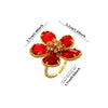 Exaggerated Retro Flower Open Ring With Transparent Zircon Crystal Threedimensional Multifaceted Floral Design And Goldplated Copper Finish