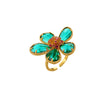 Exaggerated Retro Flower Open Ring With Transparent Zircon Crystal Threedimensional Multifaceted Floral Design And Goldplated Copper Finish