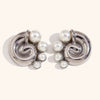 Exaggerated Retro Geometric Goldtone Electroplated Stainless Steel Swirl Pearl Stud Earrings For Women