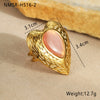 Exaggerated Retro Love Titanium Steel And Stainless Steel Open Ring With Cat's Eye Stone Electroplated Bracelet For Women Light Luxury Style