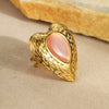 Exaggerated Retro Love Titanium Steel And Stainless Steel Open Ring With Cat's Eye Stone Electroplated Bracelet For Women Light Luxury Style