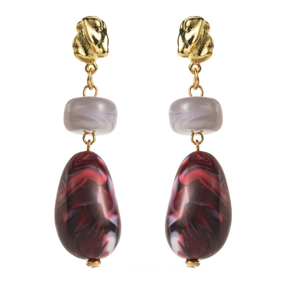 Exaggerated Retro Oval Resin Women's Fashion Long Earrings With Micro Inlay And Geometric Design