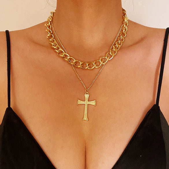 Exaggerated Retro Portrait Hiphop Alloy Necklace For Female With Electroplating