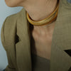 Exaggerated Retro Thread Pattern 316L Stainless Steel Necklace And Bracelet Set With Electroplating Design