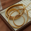 Exaggerated Retro Thread Pattern 316L Stainless Steel Necklace And Bracelet Set With Electroplating Design