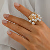 Exaggerated Retro Women's Ring With Imitation Pearls Heart Shape Geometric Pattern Electroplated