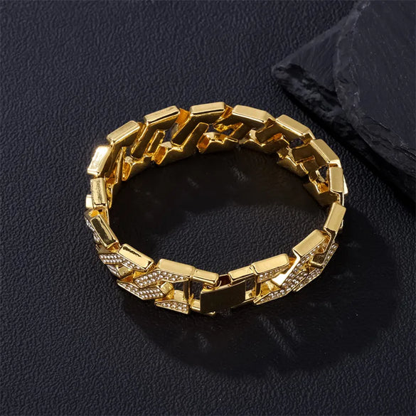 Exaggerated Rock Shiny Solid Color Alloy Plating Inlay Rhinestones 18k Gold Plated Unisex Bracelets