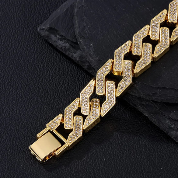 Exaggerated Rock Shiny Solid Color Alloy Plating Inlay Rhinestones 18k Gold Plated Unisex Bracelets