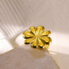 Exaggerated Round Flower Stainless Steel Ring With Electroplating In Ins Style