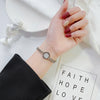 Exaggerated Round Titanium Steel Bracelet And Short Clavicle Chain With Geometric Pattern And Electroplating For Unisex