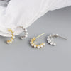 Exaggerated S925 Silver Geometric Cshaped Hoop Pearl Earrings For Women With Electroplating