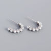 Exaggerated S925 Silver Geometric Cshaped Hoop Pearl Earrings For Women With Electroplating