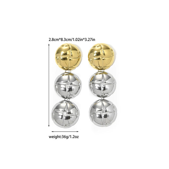 Exaggerated Shiny Pleated Round Tassel Dangle Geometric Stainless Steel Electroplated Women's Earrings