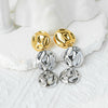 Exaggerated Shiny Pleated Round Tassel Dangle Geometric Stainless Steel Electroplated Women's Earrings