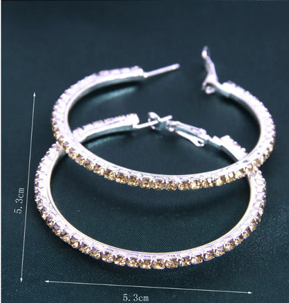 Exaggerated Shiny Round Alloy Inlay Rhinestones Women'S Hoop Earrings