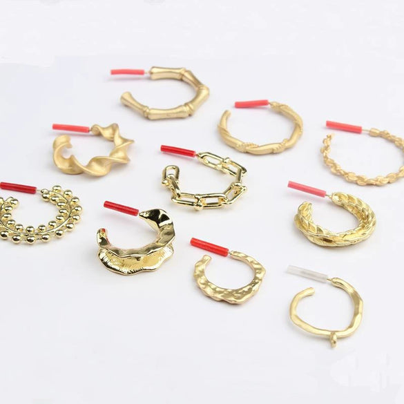 Exaggerated Simple Alloy Geometric Chain Circle Ear Pin Handmade Electroplated Earrings Accessories