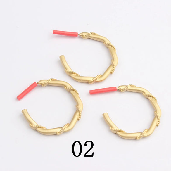 Exaggerated Simple Alloy Geometric Chain Circle Ear Pin Handmade Electroplated Earrings Accessories