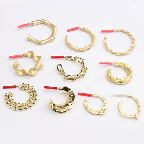 Exaggerated Simple Alloy Geometric Chain Circle Ear Pin Handmade Electroplated Earrings Accessories