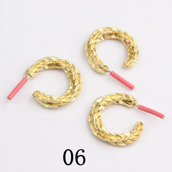 Exaggerated Simple Alloy Geometric Chain Circle Ear Pin Handmade Electroplated Earrings Accessories