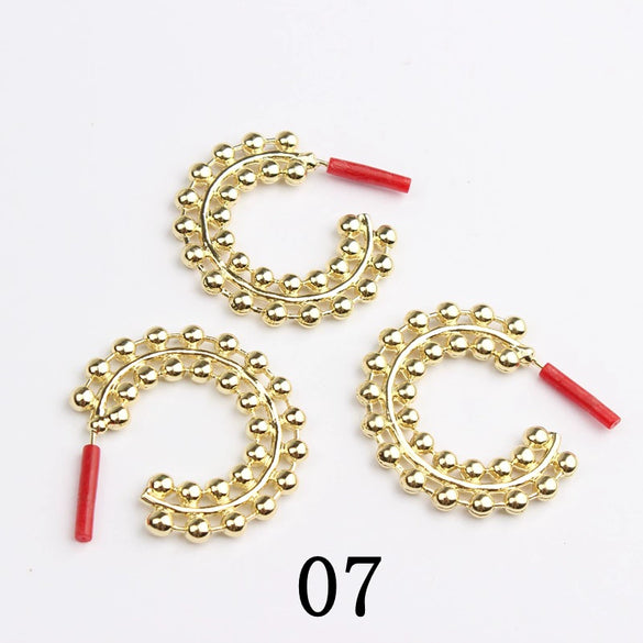 Exaggerated Simple Alloy Geometric Chain Circle Ear Pin Handmade Electroplated Earrings Accessories
