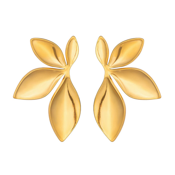 Exaggerated Simple And Versatile Petal Flower Geometric Earrings For Women With Pvd Furnace Vacuum Real Gold Plating Stainless Steel Ear Needles