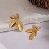 Exaggerated Simple And Versatile Petal Flower Geometric Earrings For Women With Pvd Furnace Vacuum Real Gold Plating Stainless Steel Ear Needles