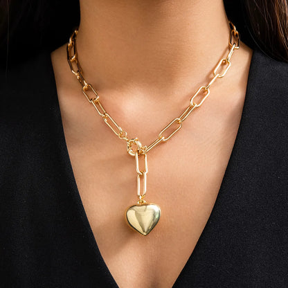 Wholesale Jewelry Exaggerated Simple Style Classic Style Heart Shape CCB Iron Three-Dimensional Chain Pendant Necklace