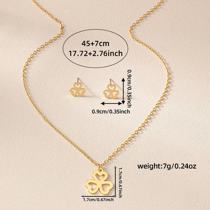 Exaggerated Simple Style Commute Shamrock Star Bow Knot Alloy Wholesale Earrings Necklace Jewelry Set