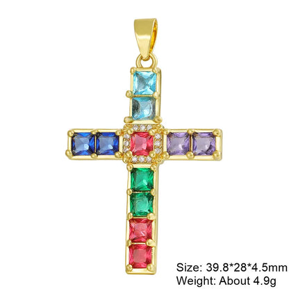 Exaggerated Simple Style Cross Copper Plating Inlay Pearl Zircon Gold Plated Charms