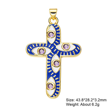 Exaggerated Simple Style Cross Copper Plating Inlay Pearl Zircon Gold Plated Charms