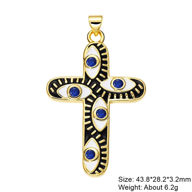 Exaggerated Simple Style Cross Copper Plating Inlay Pearl Zircon Gold Plated Charms