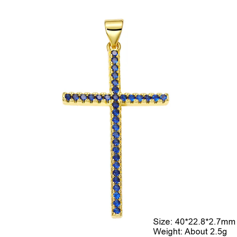 Exaggerated Simple Style Cross Copper Plating Inlay Pearl Zircon Gold Plated Charms