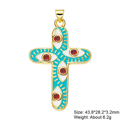 Exaggerated Simple Style Cross Copper Plating Inlay Pearl Zircon Gold Plated Charms